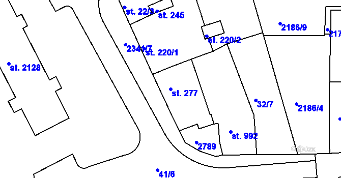 Parcela st. 277 v KÚ Otrokovice, Katastrální mapa