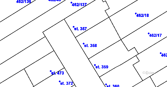 Parcela st. 358 v KÚ Otrokovice, Katastrální mapa