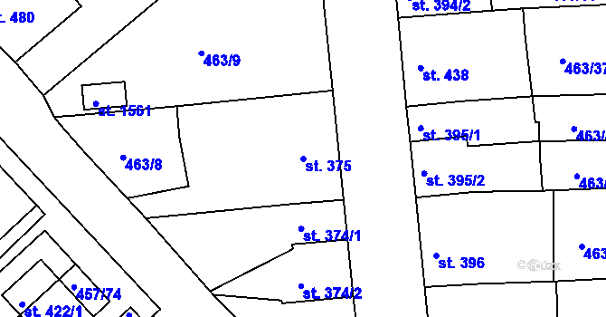 Parcela st. 375 v KÚ Otrokovice, Katastrální mapa