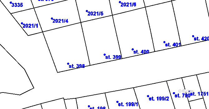 Parcela st. 399 v KÚ Otrokovice, Katastrální mapa