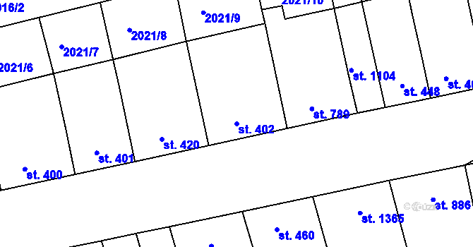 Parcela st. 402 v KÚ Otrokovice, Katastrální mapa