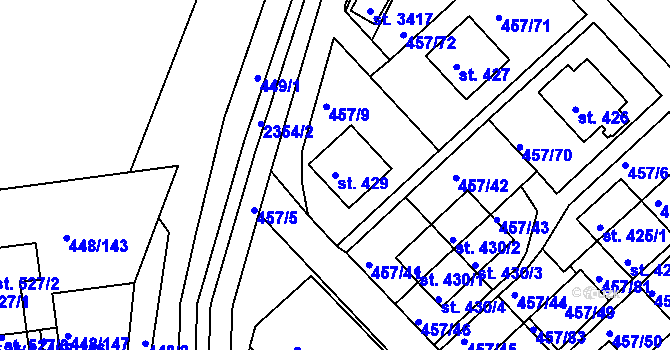 Parcela st. 429 v KÚ Otrokovice, Katastrální mapa