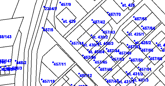 Parcela st. 430/1 v KÚ Otrokovice, Katastrální mapa