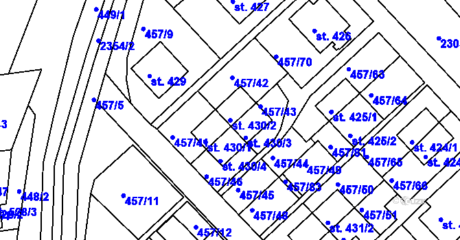 Parcela st. 430/2 v KÚ Otrokovice, Katastrální mapa