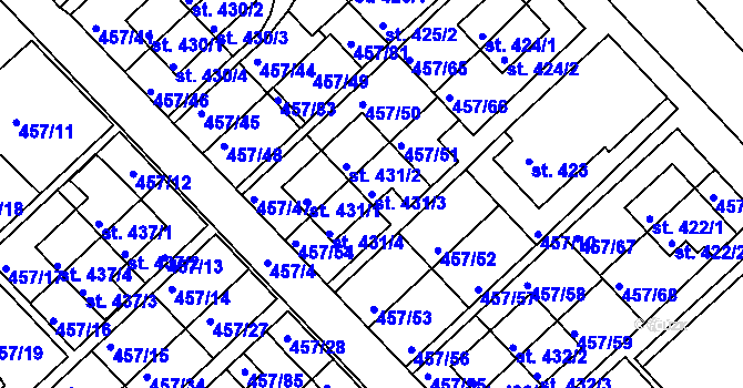 Parcela st. 431/3 v KÚ Otrokovice, Katastrální mapa