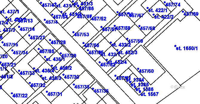 Parcela st. 432/1 v KÚ Otrokovice, Katastrální mapa