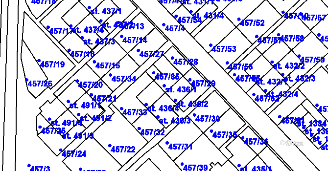 Parcela st. 436/1 v KÚ Otrokovice, Katastrální mapa