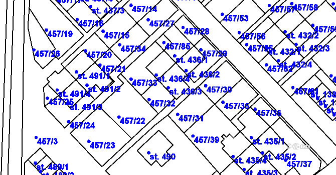 Parcela st. 436/3 v KÚ Otrokovice, Katastrální mapa