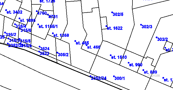 Parcela st. 466 v KÚ Otrokovice, Katastrální mapa