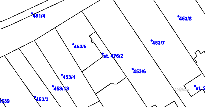 Parcela st. 476/2 v KÚ Otrokovice, Katastrální mapa