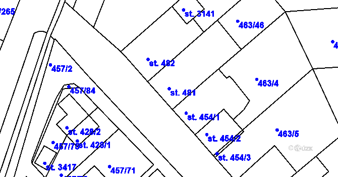 Parcela st. 481 v KÚ Otrokovice, Katastrální mapa