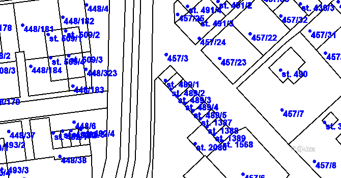 Parcela st. 489/2 v KÚ Otrokovice, Katastrální mapa