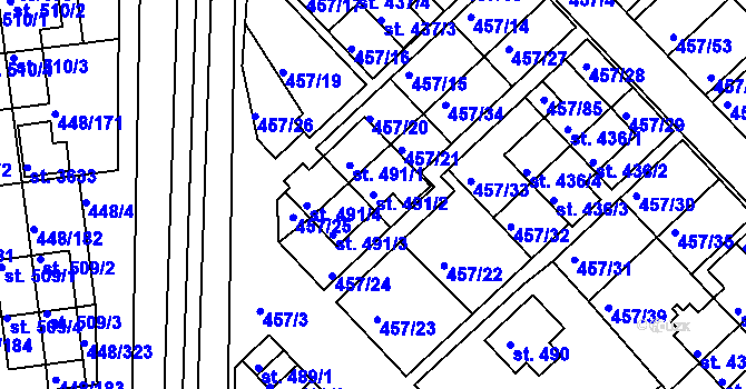 Parcela st. 491/2 v KÚ Otrokovice, Katastrální mapa
