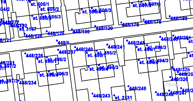 Parcela st. 495/2 v KÚ Otrokovice, Katastrální mapa