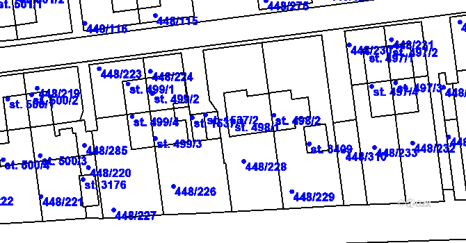 Parcela st. 498/1 v KÚ Otrokovice, Katastrální mapa