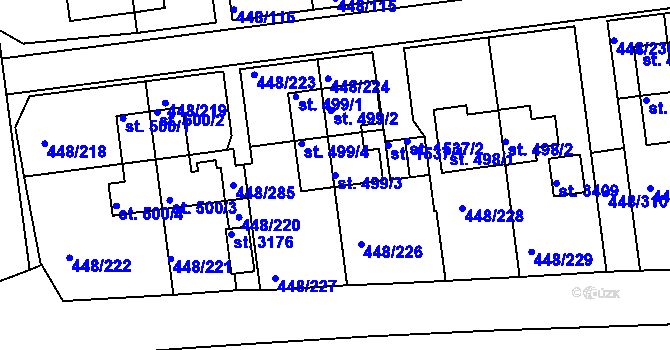 Parcela st. 499/3 v KÚ Otrokovice, Katastrální mapa