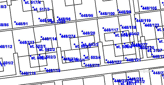 Parcela st. 503/2 v KÚ Otrokovice, Katastrální mapa