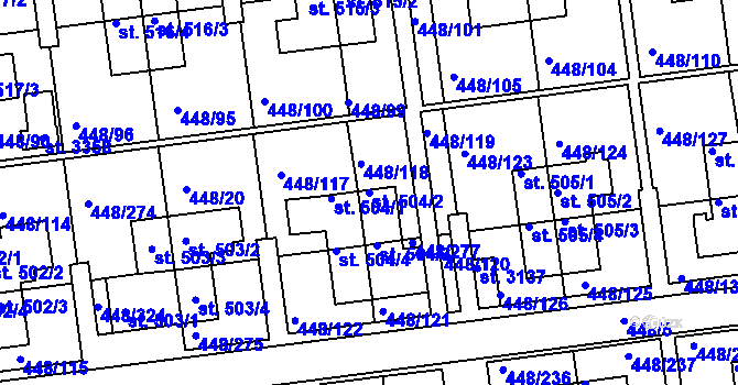 Parcela st. 504/2 v KÚ Otrokovice, Katastrální mapa