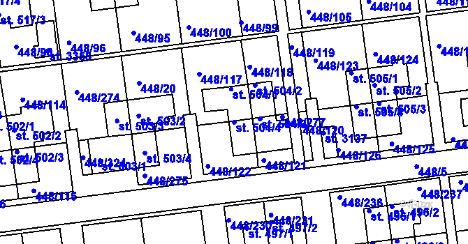 Parcela st. 504/4 v KÚ Otrokovice, Katastrální mapa