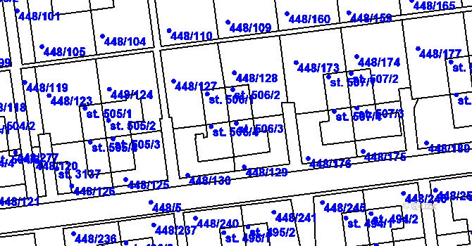 Parcela st. 506/3 v KÚ Otrokovice, Katastrální mapa