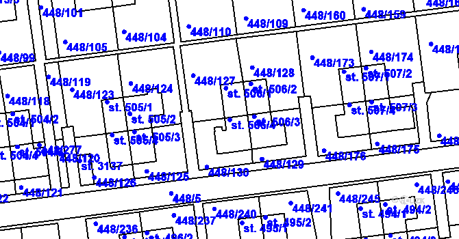 Parcela st. 506/4 v KÚ Otrokovice, Katastrální mapa