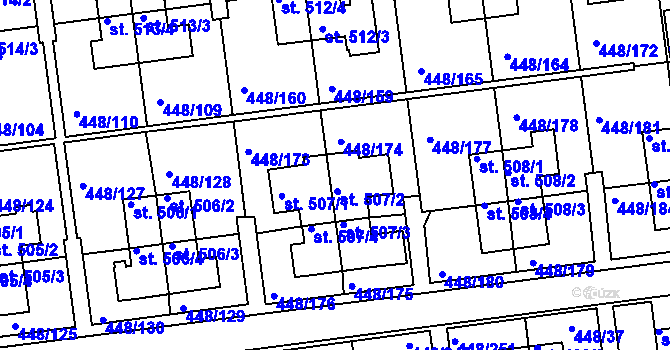 Parcela st. 507/2 v KÚ Otrokovice, Katastrální mapa