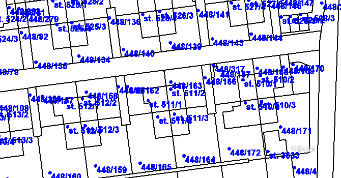 Parcela st. 511/2 v KÚ Otrokovice, Katastrální mapa