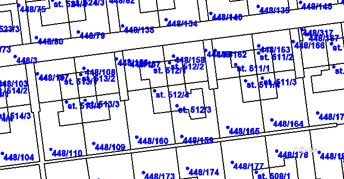 Parcela st. 512/3 v KÚ Otrokovice, Katastrální mapa