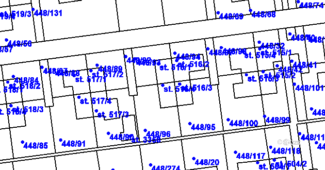 Parcela st. 516/4 v KÚ Otrokovice, Katastrální mapa