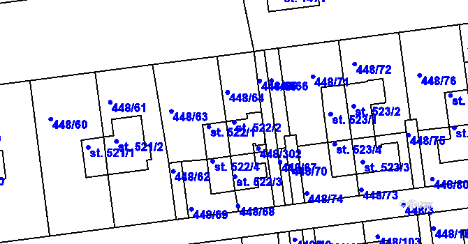 Parcela st. 522/2 v KÚ Otrokovice, Katastrální mapa