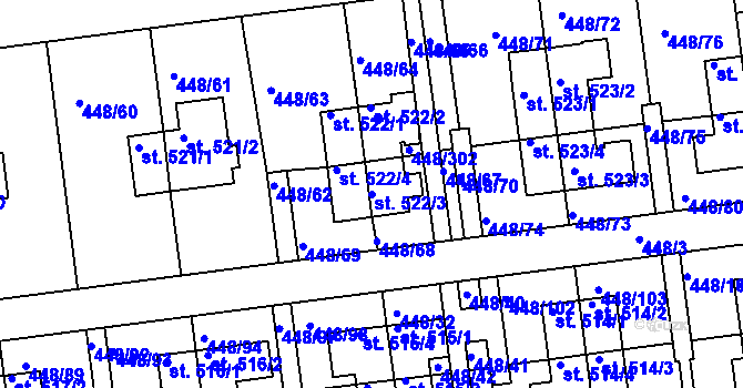 Parcela st. 522/3 v KÚ Otrokovice, Katastrální mapa