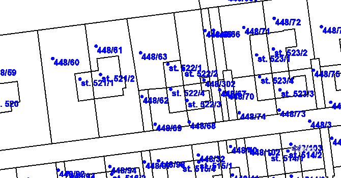 Parcela st. 522/4 v KÚ Otrokovice, Katastrální mapa
