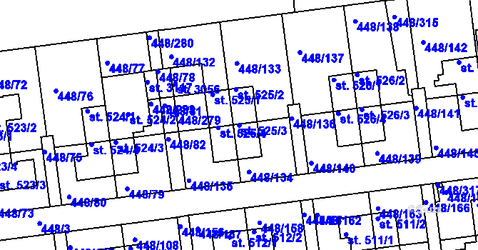 Parcela st. 525/3 v KÚ Otrokovice, Katastrální mapa