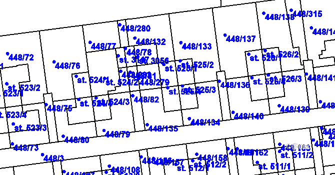 Parcela st. 525/4 v KÚ Otrokovice, Katastrální mapa