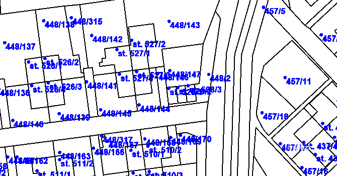 Parcela st. 528/1 v KÚ Otrokovice, Katastrální mapa