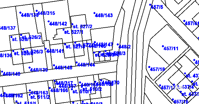 Parcela st. 528/2 v KÚ Otrokovice, Katastrální mapa