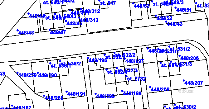 Parcela st. 532/1 v KÚ Otrokovice, Katastrální mapa
