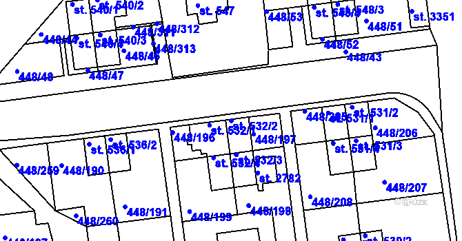 Parcela st. 532/2 v KÚ Otrokovice, Katastrální mapa