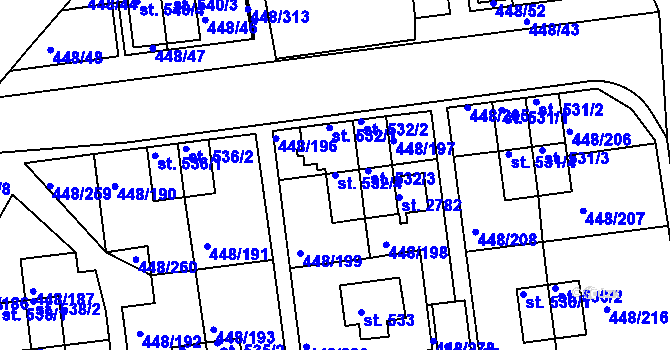 Parcela st. 532/4 v KÚ Otrokovice, Katastrální mapa