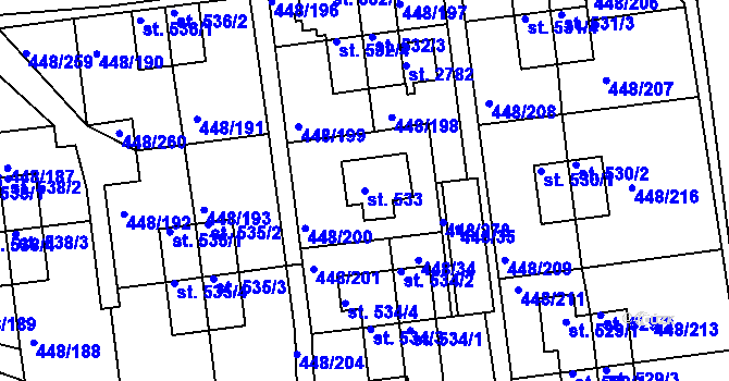 Parcela st. 533 v KÚ Otrokovice, Katastrální mapa