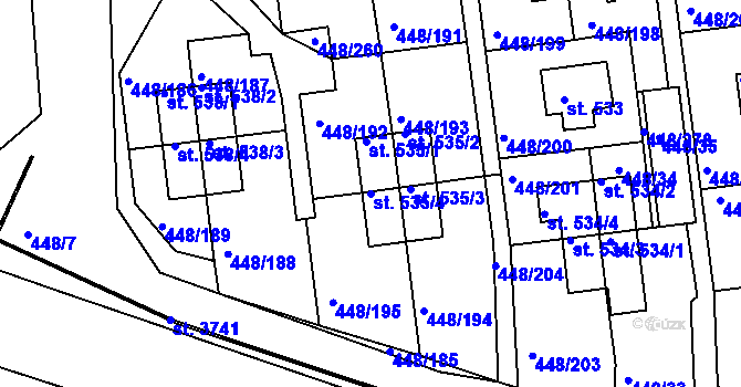 Parcela st. 535/4 v KÚ Otrokovice, Katastrální mapa