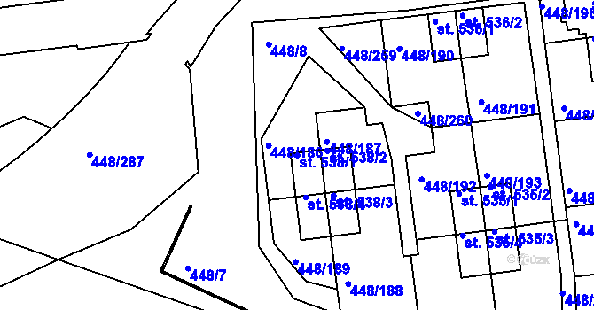 Parcela st. 538/1 v KÚ Otrokovice, Katastrální mapa