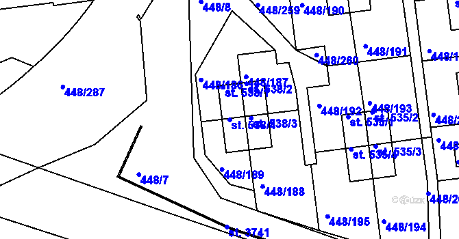 Parcela st. 538/4 v KÚ Otrokovice, Katastrální mapa