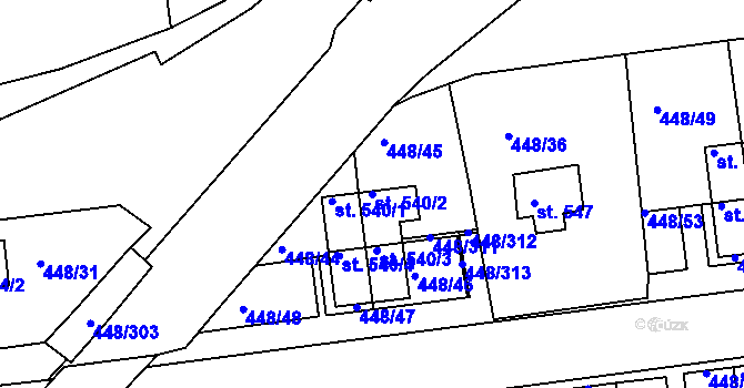Parcela st. 540/2 v KÚ Otrokovice, Katastrální mapa