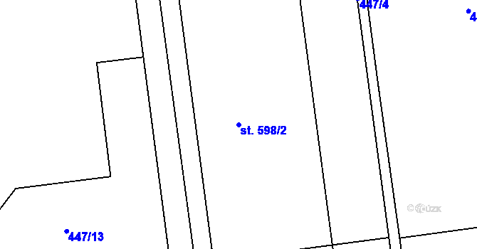 Parcela st. 598/2 v KÚ Otrokovice, Katastrální mapa