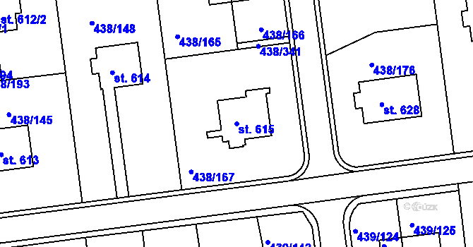 Parcela st. 615 v KÚ Otrokovice, Katastrální mapa