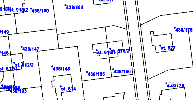 Parcela st. 616/1 v KÚ Otrokovice, Katastrální mapa