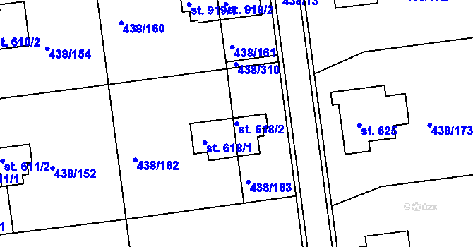 Parcela st. 618/2 v KÚ Otrokovice, Katastrální mapa