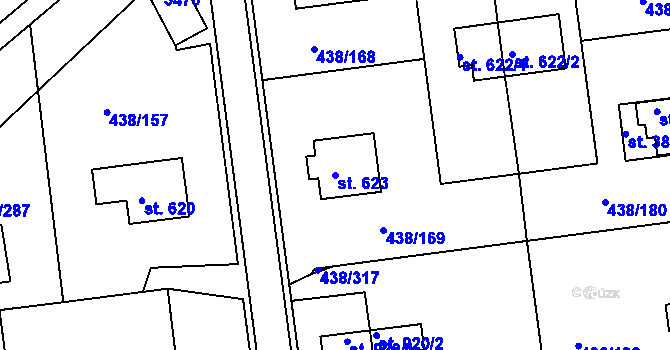 Parcela st. 623 v KÚ Otrokovice, Katastrální mapa