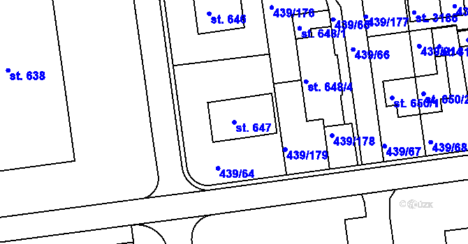 Parcela st. 647 v KÚ Otrokovice, Katastrální mapa